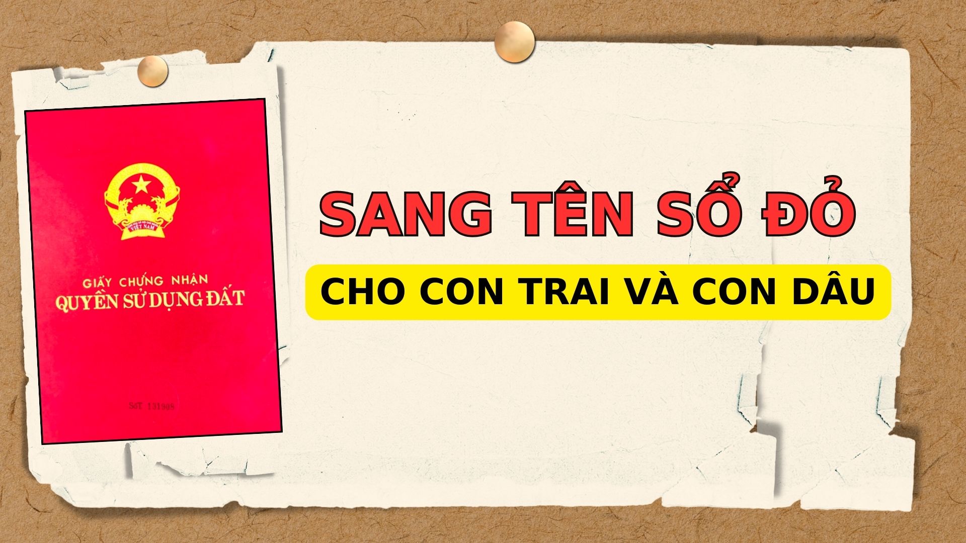 chi phí sang tên sổ đỏ cho con